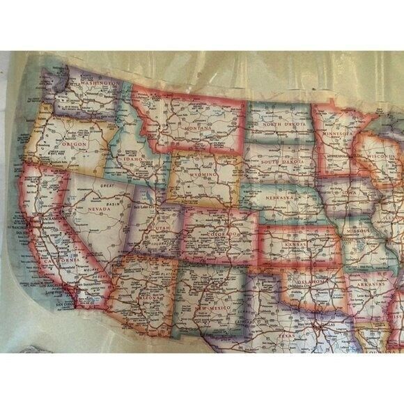 United States USA Map Peel Stick Wall Art Decor Poster Retro City Road Highway - Picture 6 of 6